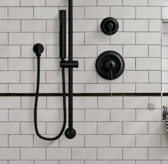 Subway tile shower with moen trim kit