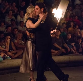 Mekhael Srour and Martha Slater tango dancing