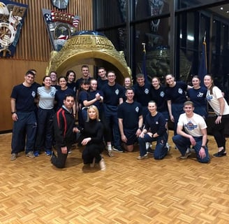 Mekhael Srour and Martha Slater teaching CT Coast Guards