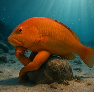 Raor a fish that is sitting on a rock