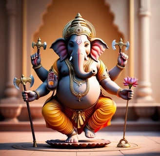 La imagen es una figura colorista del Dios Ganesha