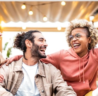 Friends being happy and enjoying life with less stress