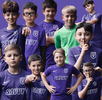 a group of young players posing for a photo