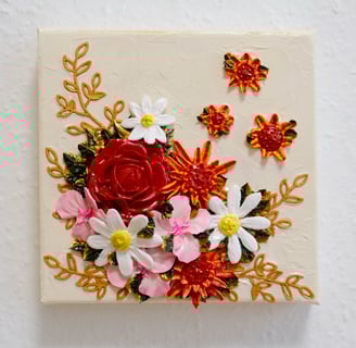 a painting of a flower arrangement on a white background