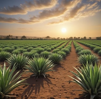 A large aloe vera plant with thick, spiky leaves is surrounded by a trail and lush green foliage, set amidst a natural outdoor environment.