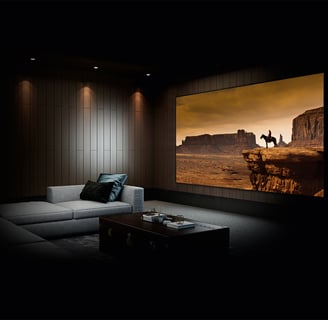 Dedicated Home Cinema room with large projector screen