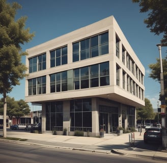 A modern glass building with sleek architectural design. The structure features a prominently displayed sign with the name 'Deloitte' in large, white letters. The facade consists of reflective glass panels, adding a contemporary aesthetic to the building. The sky in the background is clear and blue, enhancing the overall urban setting.