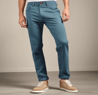 A pair of wide-legged pants featuring an intricate, symmetrical pattern design in blue with darker and lighter contrasts. The fabric gives a casual yet sophisticated appearance, and the pants are paired with clear, modern-looking heeled sandals. The background is a neutral shade, highlighting the pants.