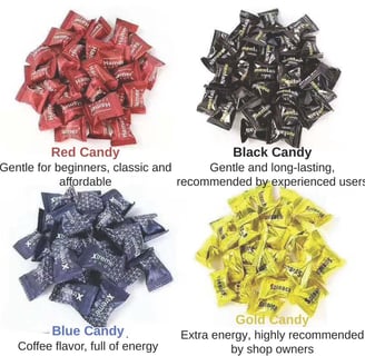 a variety of hamer candy with natural ginseng and coffee