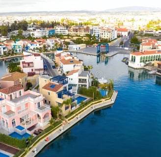 Aerial view of Limassol Marina and luxury waterfront