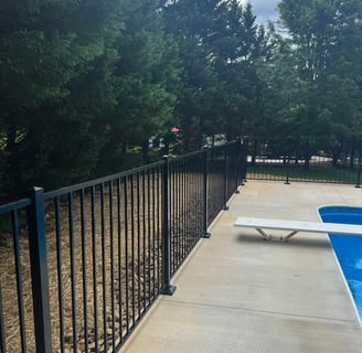 Black Aluminum Fence near Pool