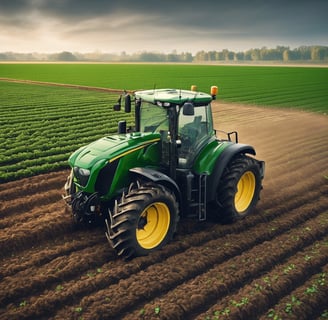 a tractor with an AI on a field