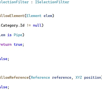 Pipe element selection filter