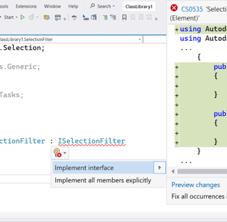 Selection Filter Interface