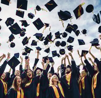a group of graduates in graduation gowns and caps