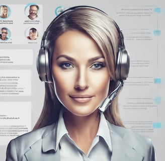 a woman in a headset with a headset and a headset