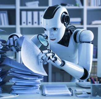 a robot with a magnifying lens and a magnifying lens