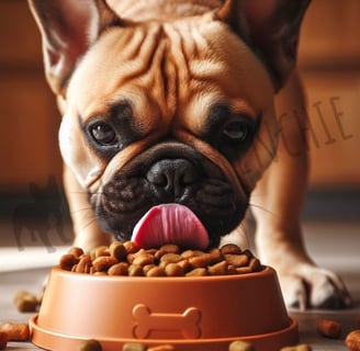 Bulldog Frances Blue Fawn comiendo