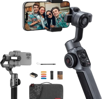 a smartphone phone with a picture of a man taking a selfie
