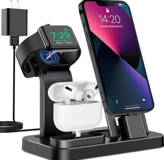 a phone phone with a charging dock and a charging station