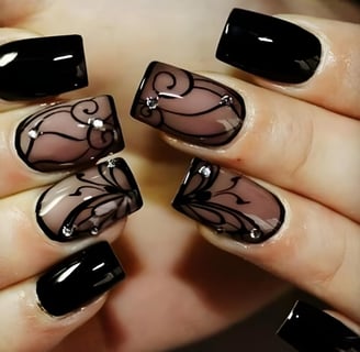 "Spook-tacular Halloween press-on nails featuring festive designs and vibrant colors, perfect for ad