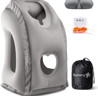 "Sunany Inflatable Travel Pillow designed for comfort and support during travel, perfect for airplan
