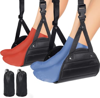 "2-Pack Airplane Foot Hammock providing comfort and support for travelers during long flights."