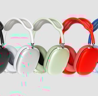 a group of headphones with headphones on