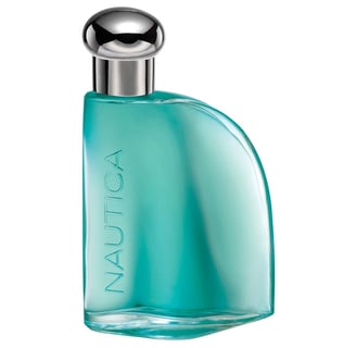 a blue bottle of water with a silver cap on it