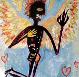 a painting of a skeleton skeleton with a skeleton in the background