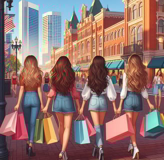a group of women walking down a street