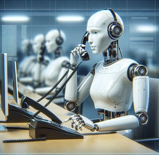 a robot - like robot with headphones on