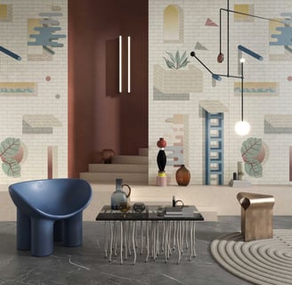 a room with a table and chairs and a table