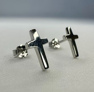 Thick Cross Stud Sterling Silver Earrings
