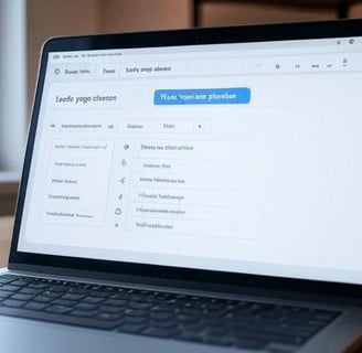 A laptop displaying Google Keyword Planner with local SEO keywords like Leeds yoga classes