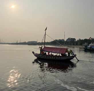 Boat on the sea in Jakarta, Indonesia 