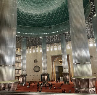 interior of Istiqlal Mosques Jakarta Indonesia 