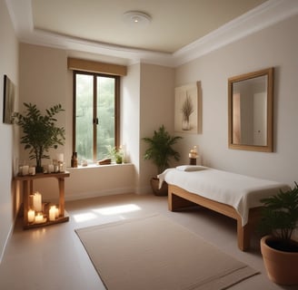 The scene features the entrance of a spa with red-brown tiled walls. There is greenery in the form of potted plants, adding a touch of nature to the setting. A sign reads 'LOESS SPA' with additional information in smaller text. Stylish elements like the gold emblem and minimalist decor create an elegant atmosphere.