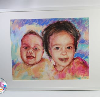 Umjetnički portret obitelji po narudžbi – pastelne boje