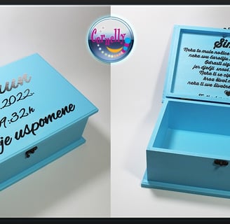 Personalizirana kutija uspomena za bebu s imenom i datumom rođenja