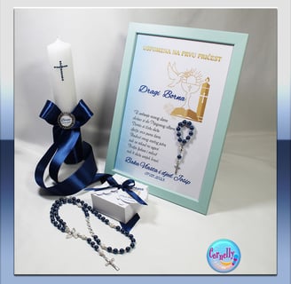 poklon set za prvu pričest sa personaliziranom krunicom 