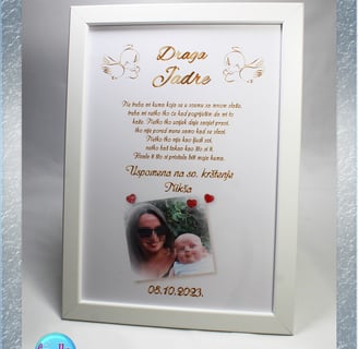 Personalizirani okvir za kumu s porukom zahvalnosti