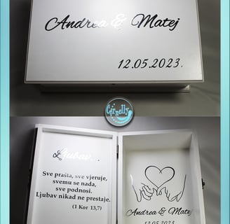 Poklon kutija za vjenčanje i godišnjicu braka – personalizirani komplet s detaljima