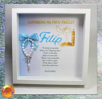 Unikatni okvir za prvu pričest s simbolima vjere i personalizacijom