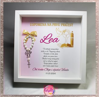 Poklon okvir za prvu pričest s posvetom i simbolima vjere