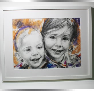 Umjetnički portret obitelji po narudžbi – pastelne boje