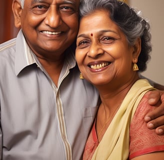 smiling Indian couple renting their home