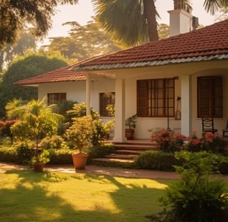 exterior of a garden villa in Shimoga, India