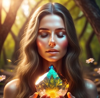 a woman holding a crystal crystal crystal meditating manifestation