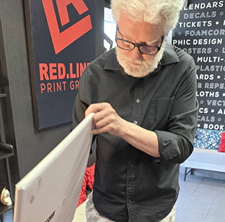 the artist picking up finished prints at Redline Print Group Las Vegas